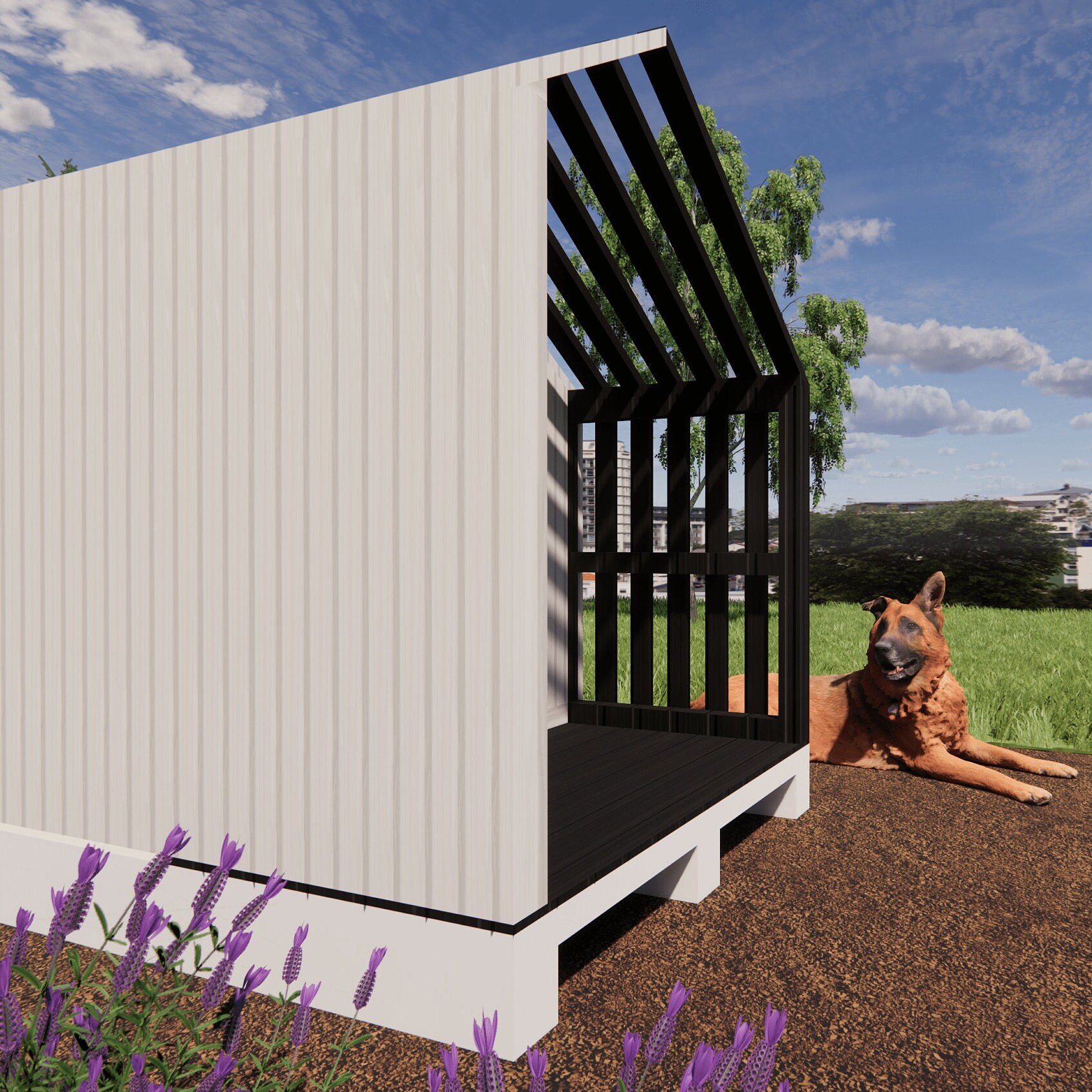 Dog House Plans PDF, Stepbystep DIY Build Guide, 3D Architectural Rendering, Realistic