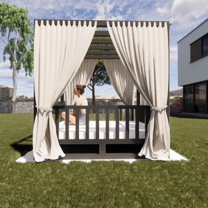 Garden Daybed Plans PDF, Step-by-Step DIY Build Guide, 3D Architectural Rendering, Realistic Visualization Rendering, Craftsman Design