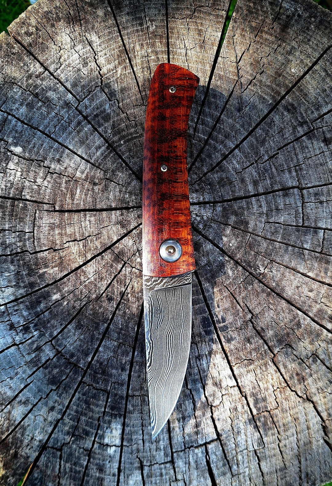 Coltello Tascabile Pieghevole In Acciaio Damascato Fatto A Mano - MAQSON 6078EA