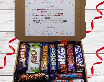 Personalised 50th Birthday Chocolate Poem Hamper: Letterbox Gift with Poem