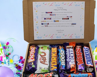 Personalised 70th Birthday Gift, Chocolate Poem Gifts, Gifts For 70th, Novelty Letterbox Gifts, Milestone Birthday Fun Gift Box