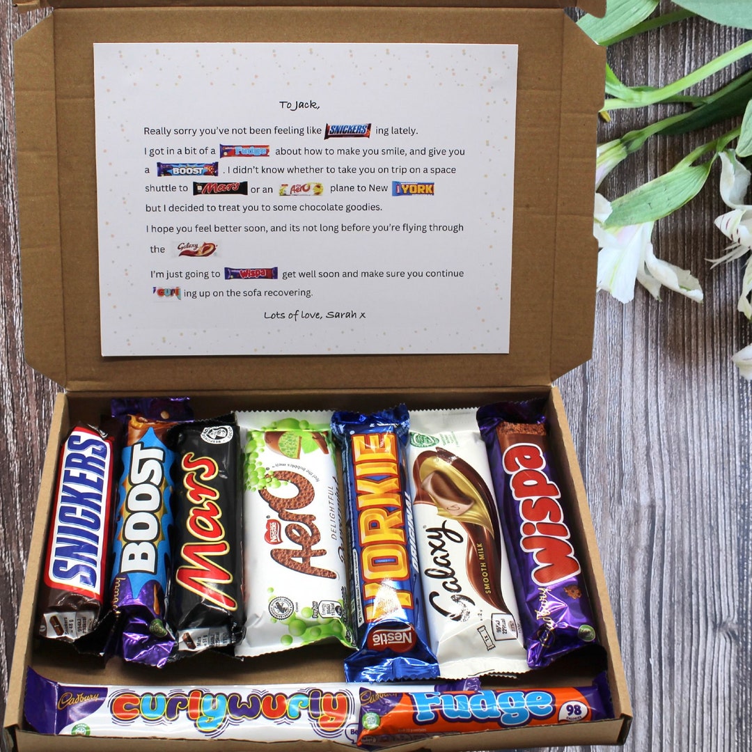 Get Well Soon Chocolate Gift Box: Personalised Chocolate Care Package ...
