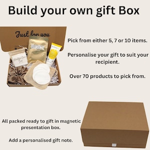 Pamper Hamper Build Your Own Gift Set | 7 Item Self Care Treats for Her | Personalised Birthday & Christmas, Thinking of You, Hug in a box