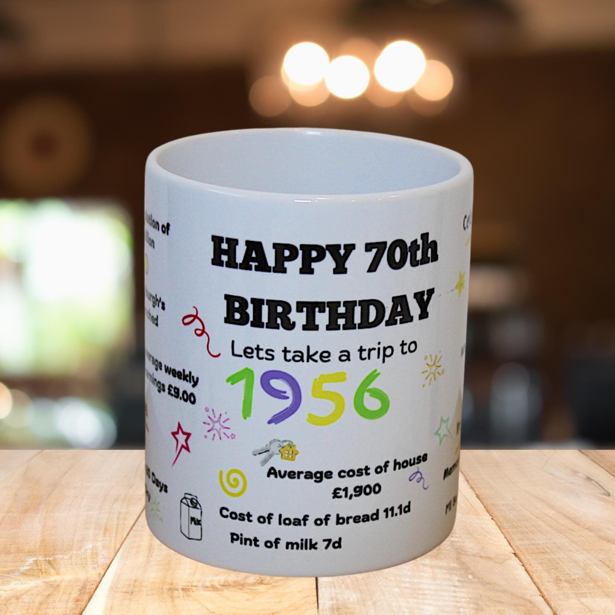 70th Birthday Mug: 1956 Fun Facts, Retro Coffee Cup - Etsy
