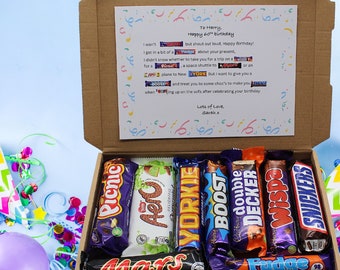 60th Personalised Birthday Letterbox Gift, Happy 60th Birthday, Novelty Chocolate Gift, Milestone Birthday, Personalized 60th Birthday,