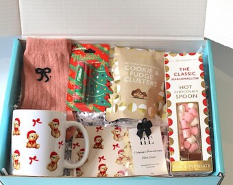 Christmas Pamper Box For Her - Festive Mug, Matching Coaster & Relaxation Gifts Set