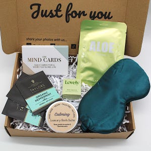 Panier de soins personnels, esprit corps, âme, cartes de l'esprit : les affirmations, affirmations positives, coffret cadeau prendre soin de vous, idée cadeau pour elle