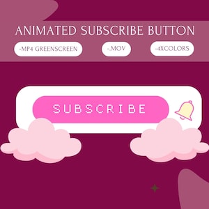 Animated Subscribe Button with 4 pink colours | YouTube | Twitch | Pink Pack