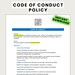 Code of Conduct Policy | Editable HR Template (MS Word) - Etsy