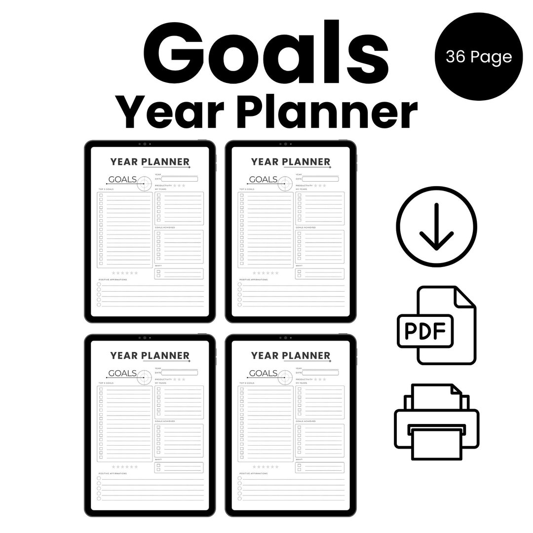 Goal Planner Printable Yearly Goals Quarterly Goals Monthly Goals A4 ...