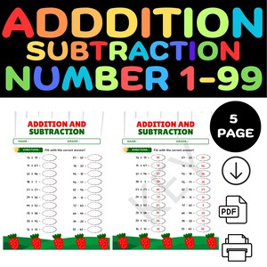 Addition & Subtraction Worksheets: 100 Math Problems (PDF)