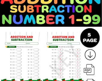 Addition & Subtraction Worksheets: 100 Math Problems (PDF)