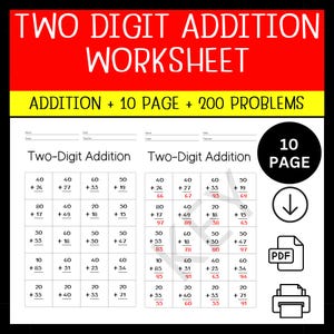 1st Grade Addition Worksheets: 200 Math Problems, Answer Key (Printable PDF)