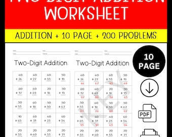 1st Grade Addition Worksheets: 200 Math Problems, Answer Key (Printable PDF)