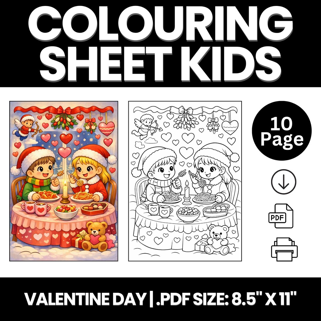 Valentine Coloring Pages for Kids Printable Cute Love Theme Coloring ...