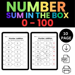 Worksheets For Kids Number Addition Practice for Kids 0-100