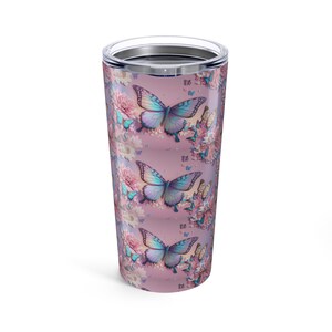 Colorful Butterflies Tumbler 20oz, Stainless Steel Cup, Gift for Her, Drinkware, Travel Mug, Birthday Gift, Mother&#39;s Day Present
