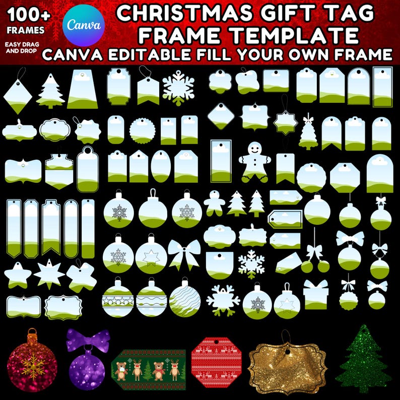 Gift Tag Canva Editable Template Mega Bundle 100+ Designs, Christmas ...
