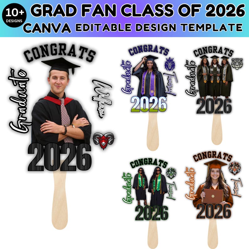 Class of 2026 Graduation Fan Template, Editable Canva Paddle (digital ...