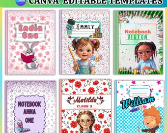 Modelli Canva per copertine di quaderni di composizione, ritorno a scuola (download digitale)