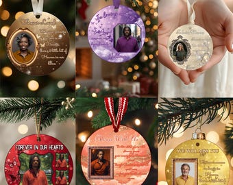 Memorial Christmas Ornament Bundle Canva Editable,40+ Round Christmas in Heaven,In loving Memory Memorial Ornament Template,Digital download