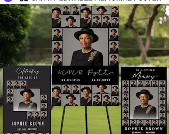 Funeral Photo Collage Sign Templates, Memorial Poster (Canva Editable, Digital Download)