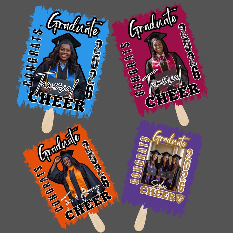 2026 Graduation Fan Template, Editable Canva Paddle (digital Download ...