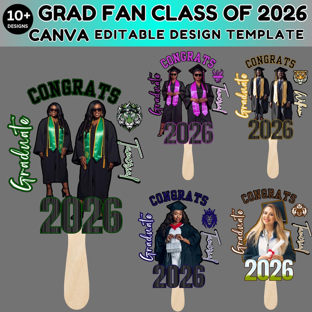 Class of 2026 Graduation Fan Template, Editable Canva Paddle (digital ...