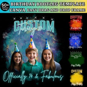 Kids Birthday Bootleg Canva Editable Templates, Kids Custom Birthday Designs, 50+ Sports bootleg Template, Digital Download, Drag Your Image