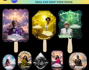 Memorial Paddle Fan Canva Template, Celebration of Life (Digital Download)