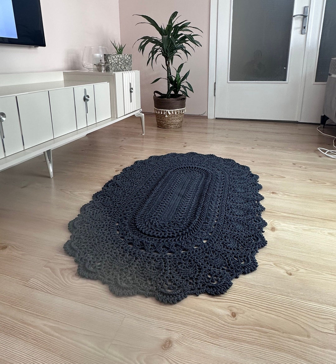 Handknotted Macrame Carpet Navy Blue Rug Decorative Carpet - Etsy