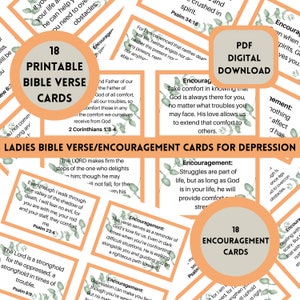 Cartões de versículos bíblicos para impressão para depressão, cartões de incentivo, cartões de escrituras bíblicas, cartões de depressão, download digital para impressão,