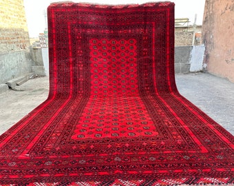 8x13 Feet, Nice Afghan Handmade Oriental Mor Gol Vintage Area Rug, Natural Dyed Color, Hand Spun Wool Rug, Turkmen Rug, Low Price Rug