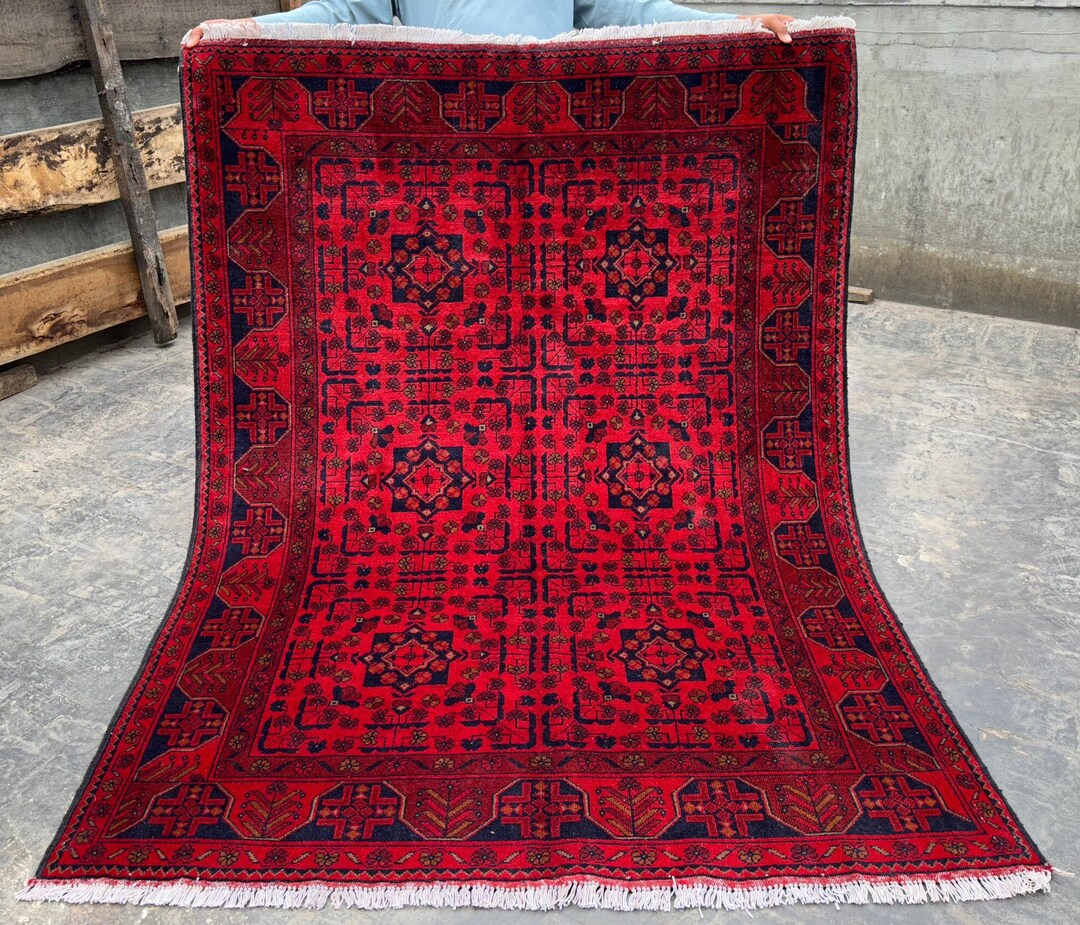4 10 X 6 7 Feet Nice Afghan Handmade Oriental Khal Muhammadi Rug 4-10-x-6-7-feet-nice-afghan-handmade-oriental-khal-muhammadi-rug