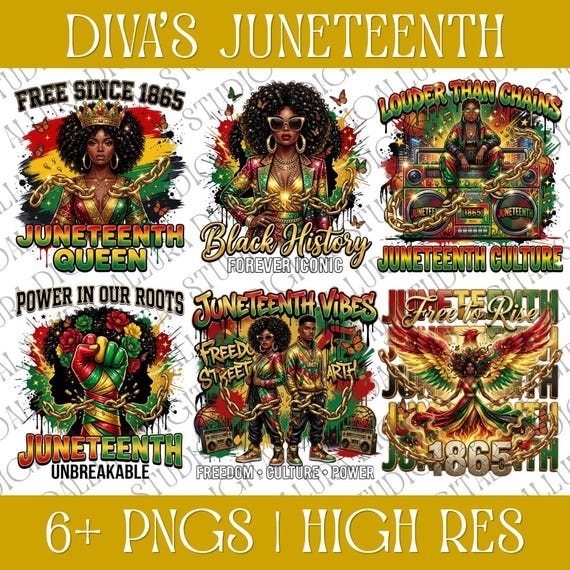 Juneteenth Freedom PNG Bundle Black Culture Heritage Digital Download Empowerment Artwork