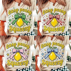 Easy Peasy Lemon Squeeezy Graphic PNG Bundle, Summer Citrus Design Trendy Apparel Craft Set