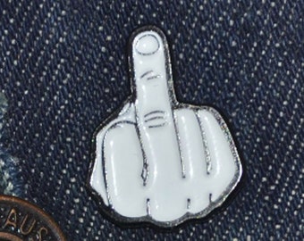 The Finger Pin White (max. dim. 22 mm) - Enamel Metal Lapel Pin Badge - Rude Sign, Fu*kfinger