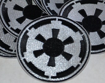 Imperial Cog Patch for Tie Pilot, Scanning Crew aso - Diameter 3 inch, Black/White OR Black/Silver embroideroid, Star Wars