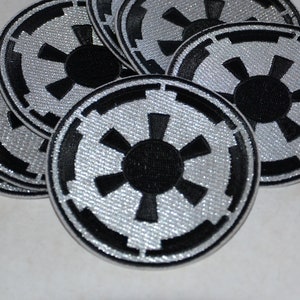 Naszywka Imperial Cog dla pilota Tie, załogi skanującej itp. - średnica 3 cale, haftowana w kolorze czarno-białym lub czarno-srebrnym, Star Wars