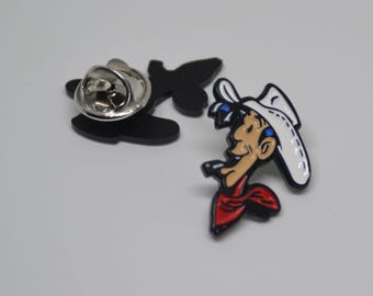 Lucky Luke Pin classic style Cowboy (max.dim 25 mm) - Enamel Metal Lapel Pin Badge Vintage