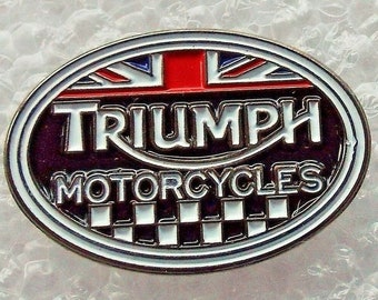 Pin's ovale moto Triumph (dim max. 30 mm) - Badge épinglette en métal émaillé Bonneville Tiger MC