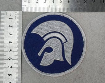 Trojan Records Helmet Logo Patch, 4 Color Versions *New Bigger Design* (max.dim 80 mm) embroidered - vintage Ska Skinhead Reggae MC Music