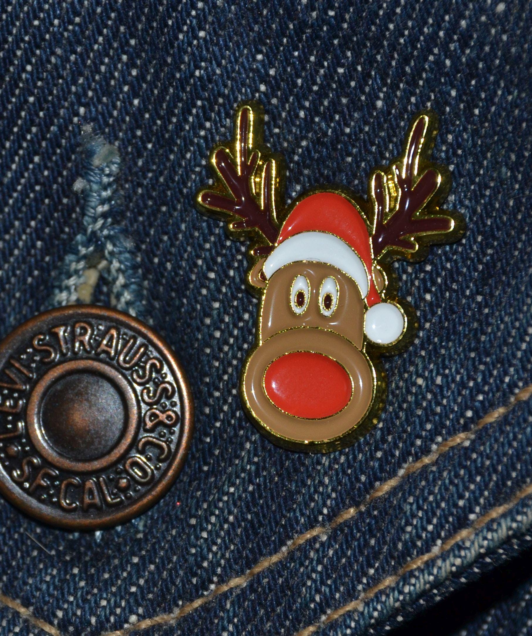 Rudolph The Red Nose Raindeer Pin (max.dim 25 mm) - Enamel Metal Lapel Pin Badge Christmas