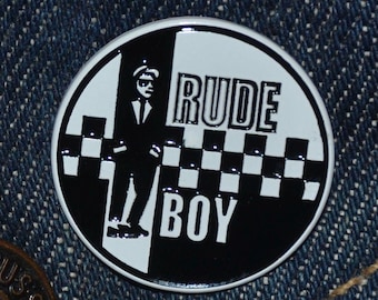 Rude Boy 2Tone Pin (max 25 mm) Vintage Deadstock Enamel Badge Specials Madness Ska MC 2 Tone Music