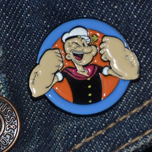 Popeye-stil nål (max.dim 29 mm) - Vintage emalj metall kavajnål märke mb ts
