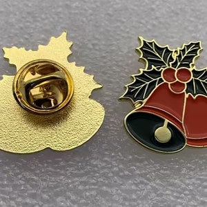 Christmas Bells Pin (max.dim 25 mm) - Enamel Metal Lapel Pin Badge Christmas