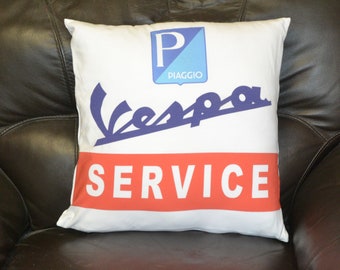 Vespa Service Cushion Pillow 40x40cm cotton - Vespa Scooter Roller Lambretta Mod Northern Soul MC