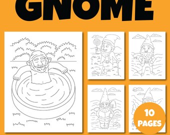 Gnome Coloring Sheet Printable pdf Pages Pack 3