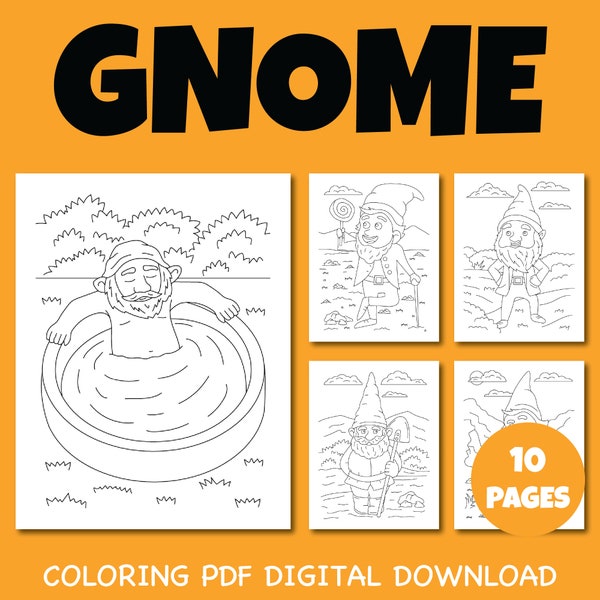 Gnome Coloring Sheet Printable pdf Pages Pack 3