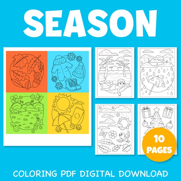 Coloring pages for kids Weather and seasons pack 2 | printable pdf US letter size